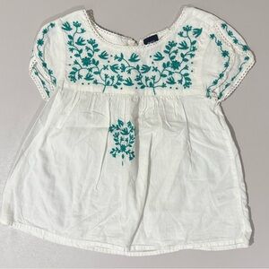 Girl's Gap Kids White Embroidered Floral Toddler Top